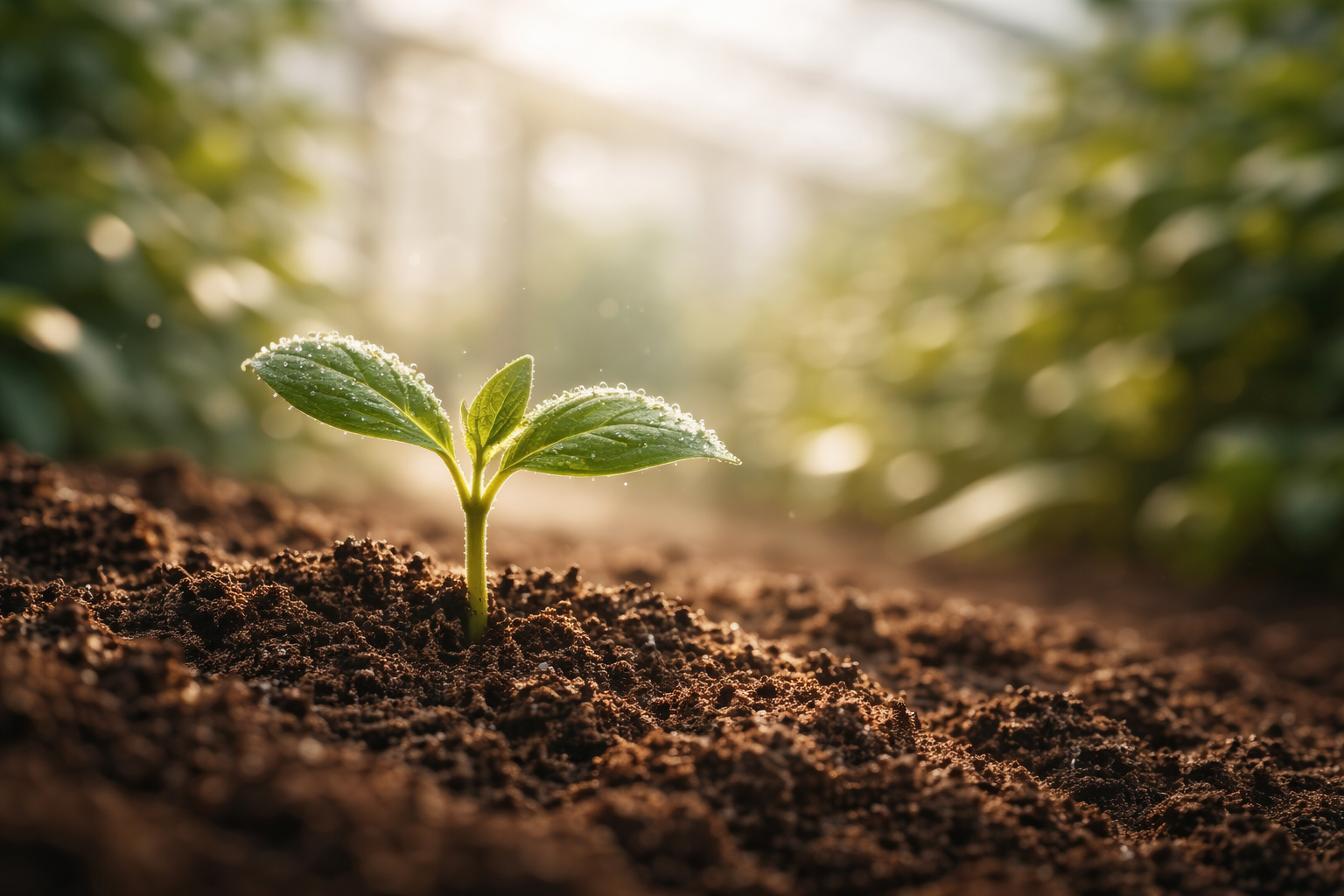 Young plant emerging from soil
